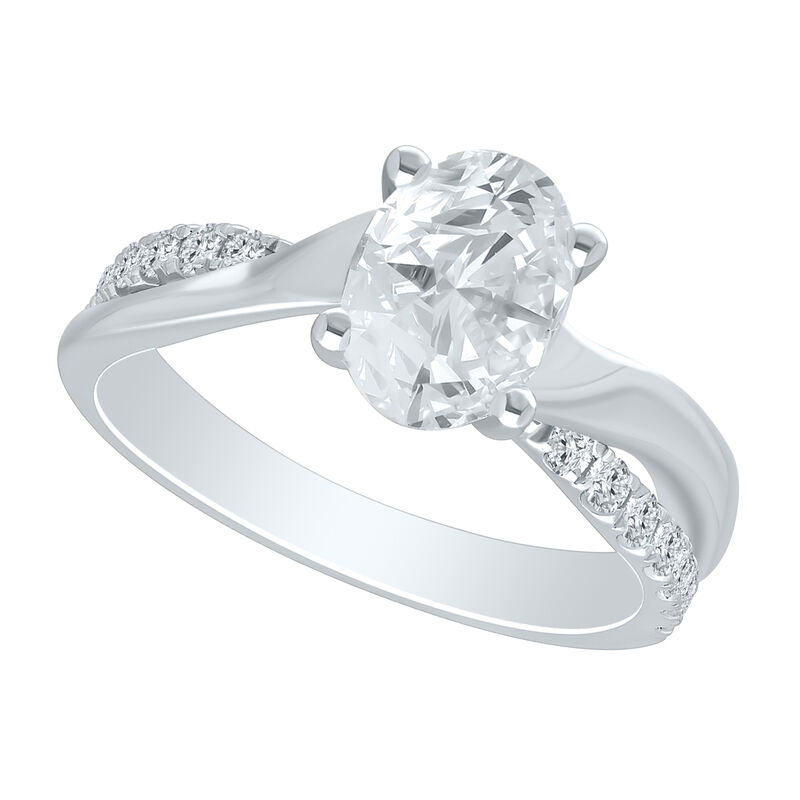 Oval Lab Grown Diamond 1 3/4ctw. Twist Engagement Ring with Round Diamonds in 14k White Gold image number null